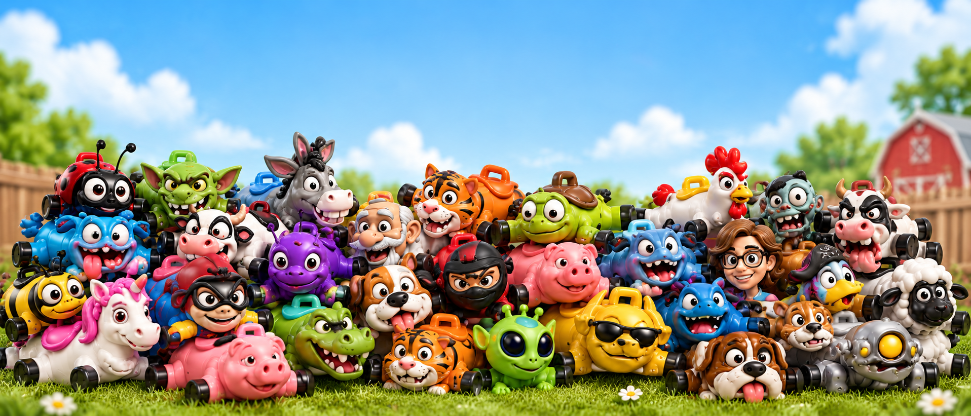 A large crowd of BackStax collectible characters